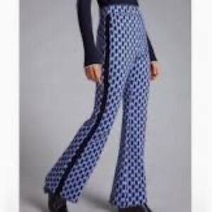Anthropologie Maeve Ponte Flare Pants Geometric Print, Tuxedo Stripe, M